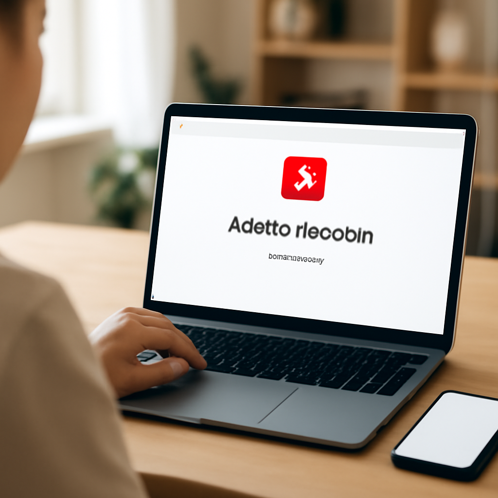 Person sitting at desk with laptop and smartphone, Adobe Acrobat extension open on screen.