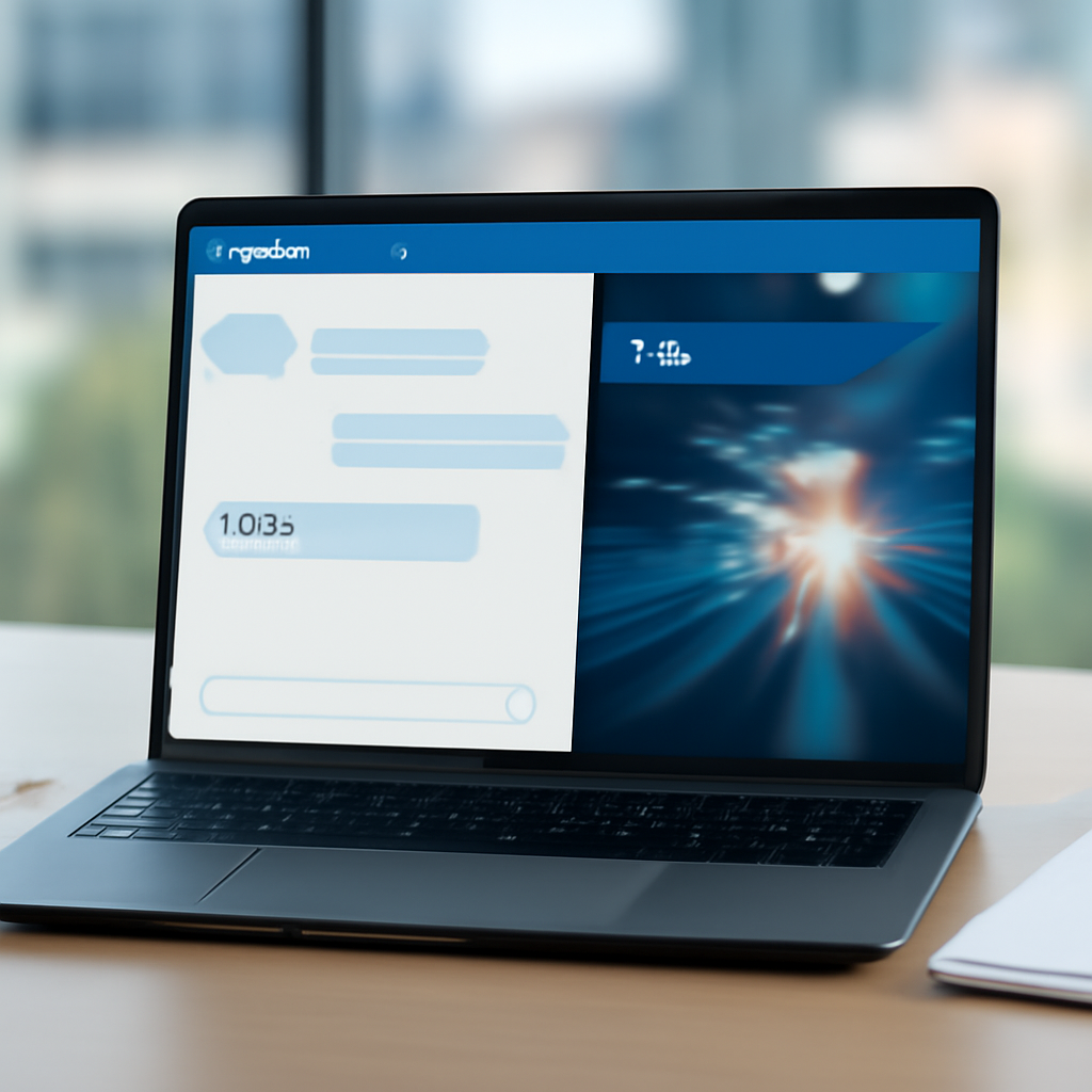 Laptop screen displays a chat interface with Grok, on a desk with papers and a pen.