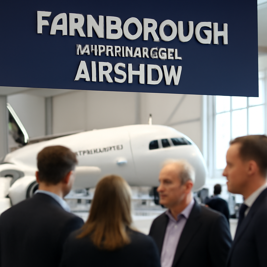 Aircraft exhibit on display at the Farnborough International Airshow.