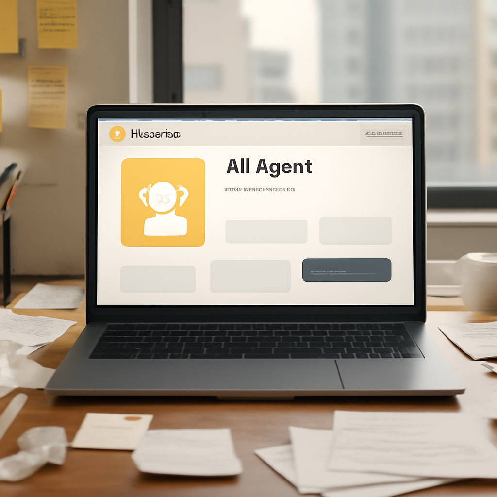 Laptop screen displays AI agent skill page in home office setting.
