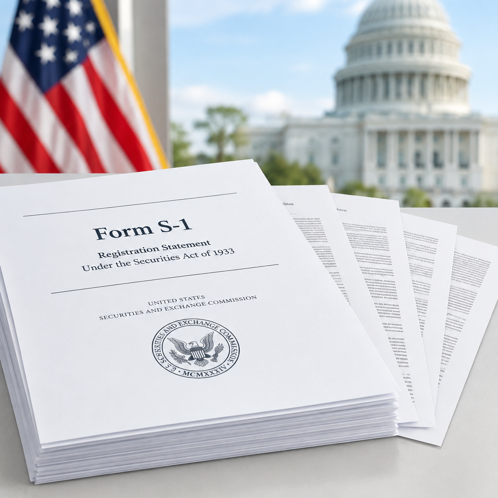 Stack of financial documents with fanned-out pages on a plain surface.