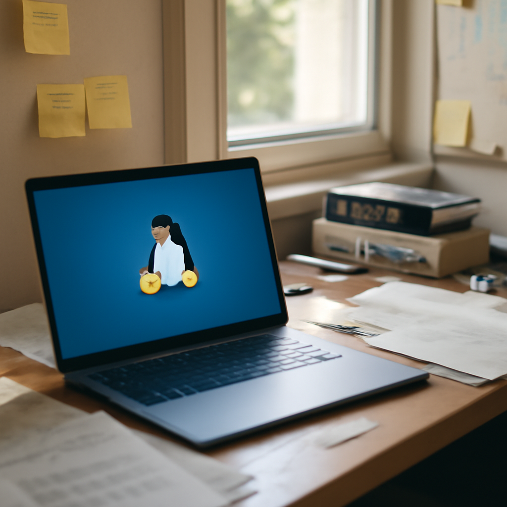 Cluttered home office desk with Linux workstation, notes, and technical books.