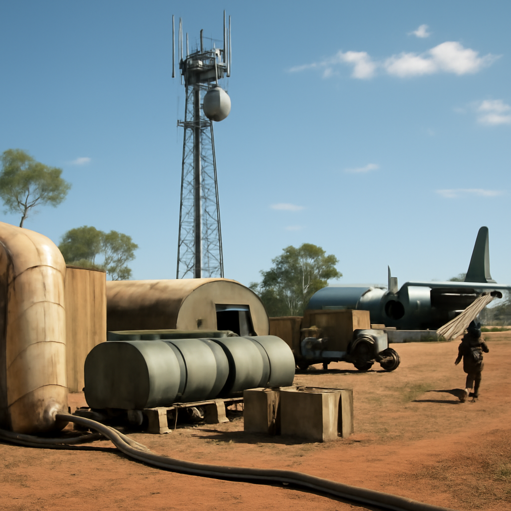 Military base in northern Australia with infrastructure elements.