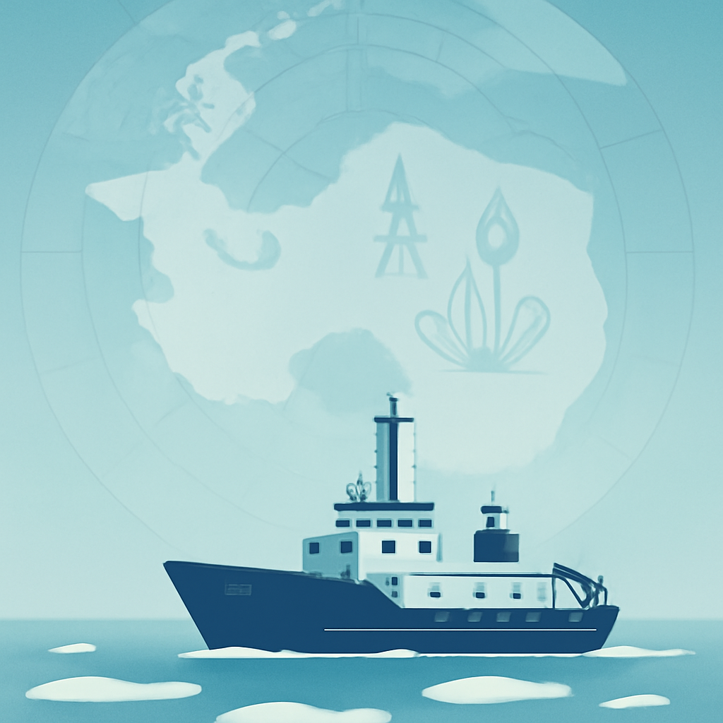 Polar regions map with natural resources overlay and Australian outline.