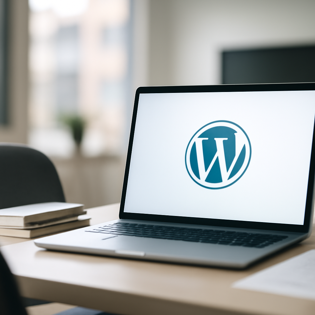 Web development workspace with laptop and coding materials on desk.