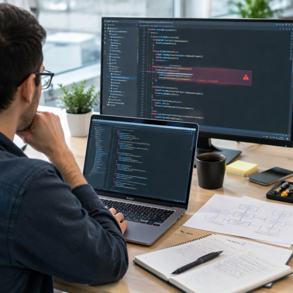 Brightly-lit coding environment with highlighted lines of code on computer screen.