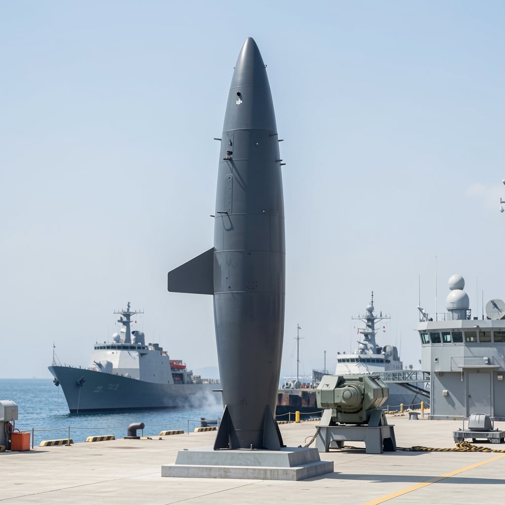 JL-3 submarine-launched ballistic missile on display against a neutral background.