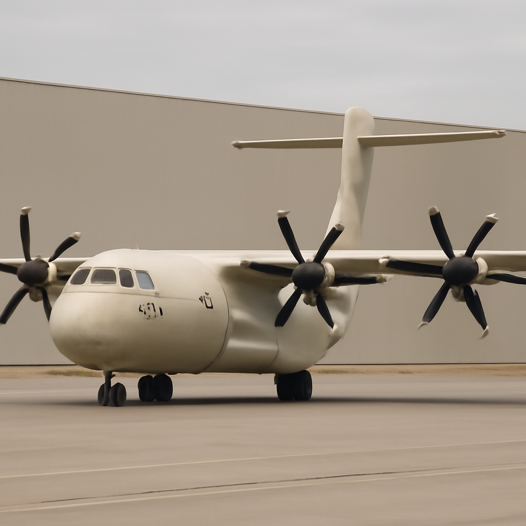 Turboprop aircraft with serial number 15001 on a runway or apron.