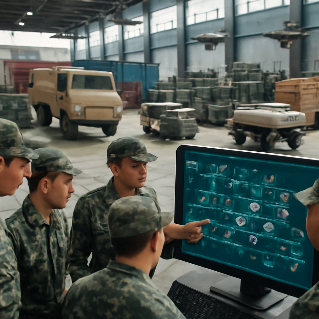 Chinese military logistics hub with AI systems, showcasing potential wartime vulnerabilities.