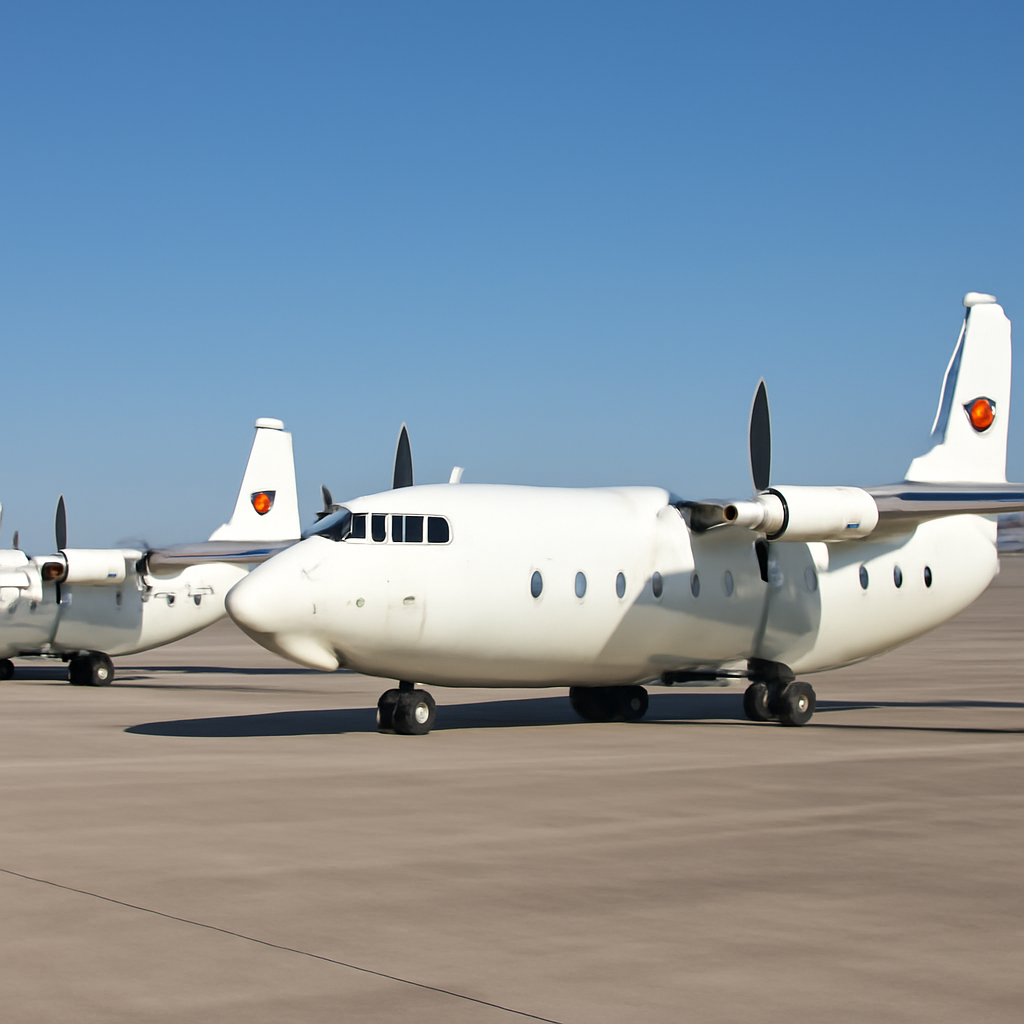 Two Myanmar Air Force Y-8F-200 transport aircraft on a tarmac in China.