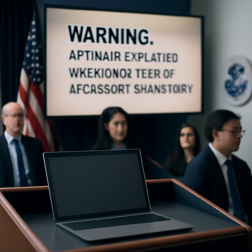 Government officials gather in a briefing room for a warning about exploited Microsoft SharePoint server vulnerabilities.