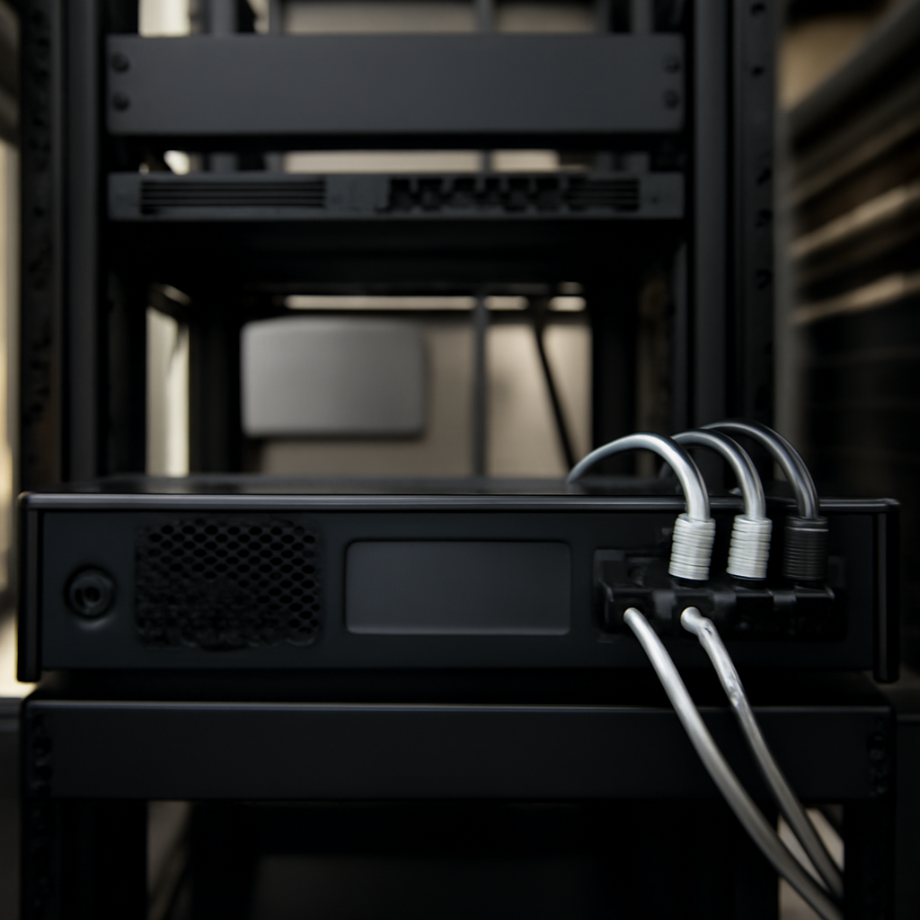 NetScaler server on a rack in a data center with cables and network equipment.