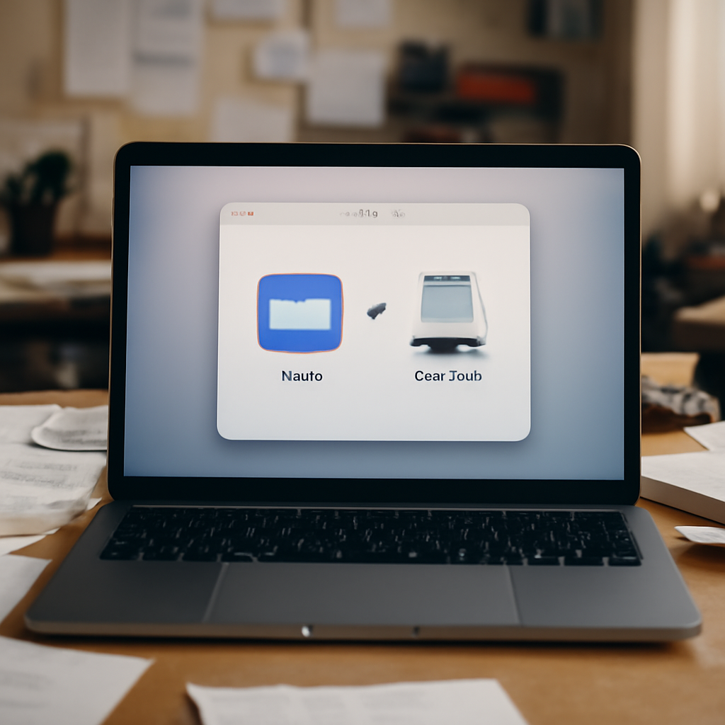 MacBook on cluttered desk with partially opened Zoom installer on screen.