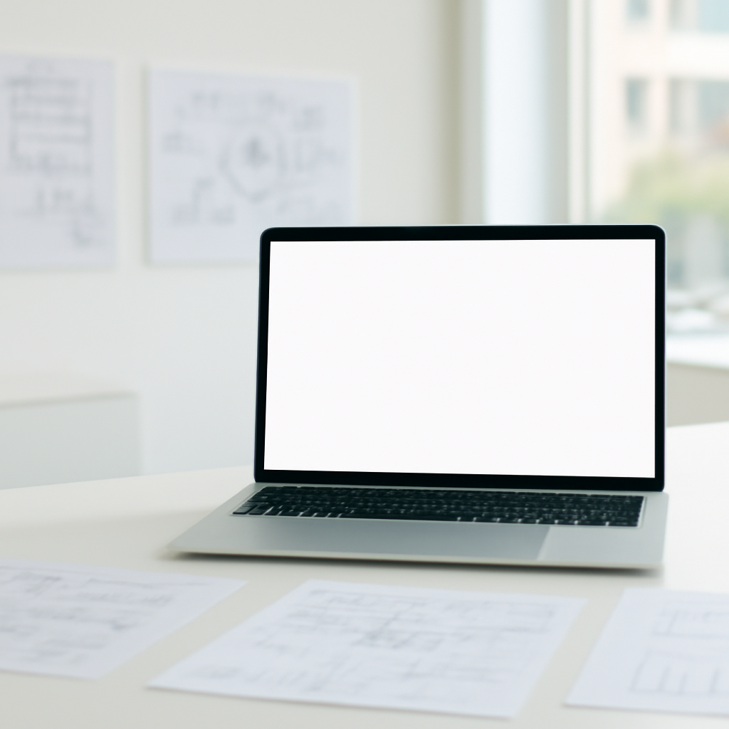 Cybersecurity workstation with laptop and threat intelligence reports nearby.