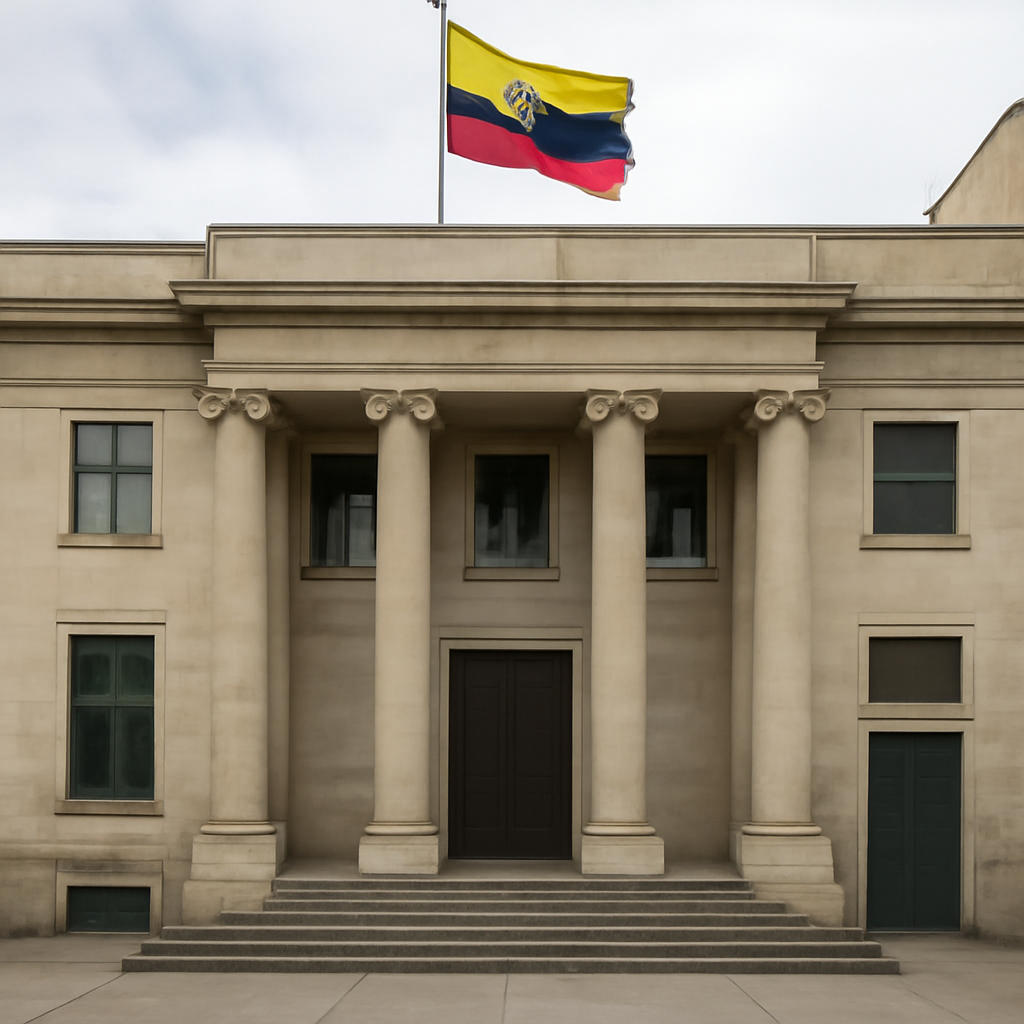 Government building in Latin America with subtle tech integration details.