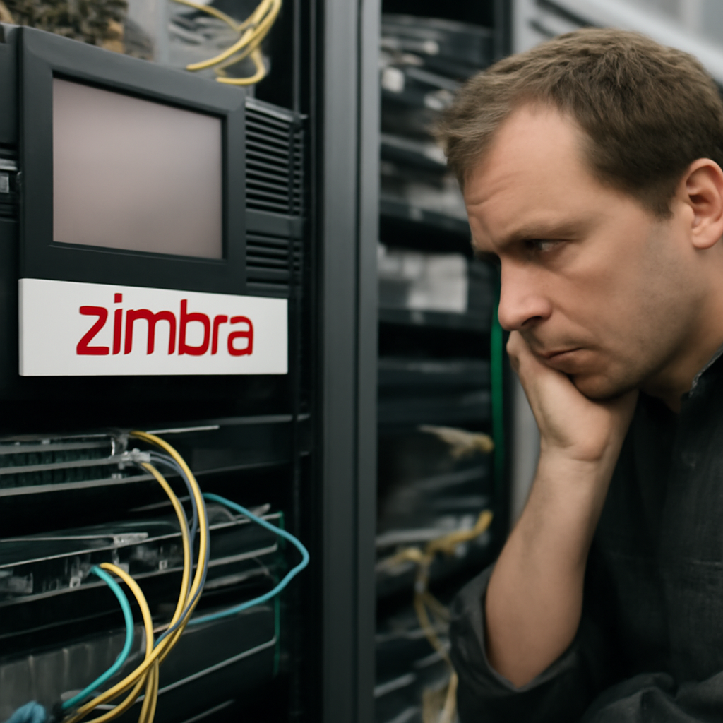 Network equipment surrounds a central server system in a typical server room setting.