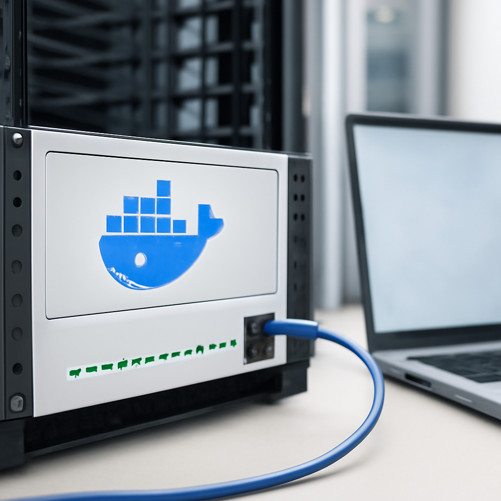 Brightly-lit server in a data center with a network operations setting.