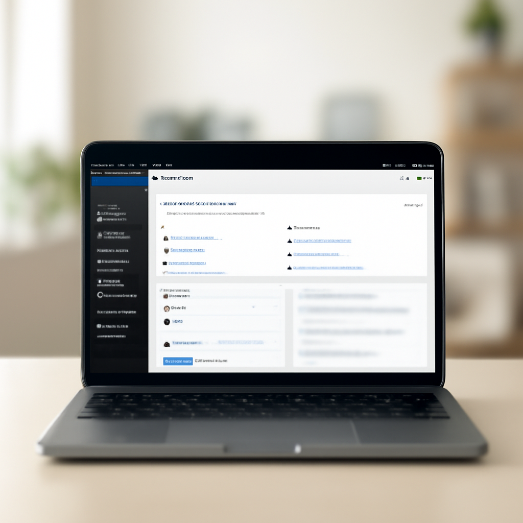 WordPress website backend dashboard on a laptop screen in a quiet workspace.