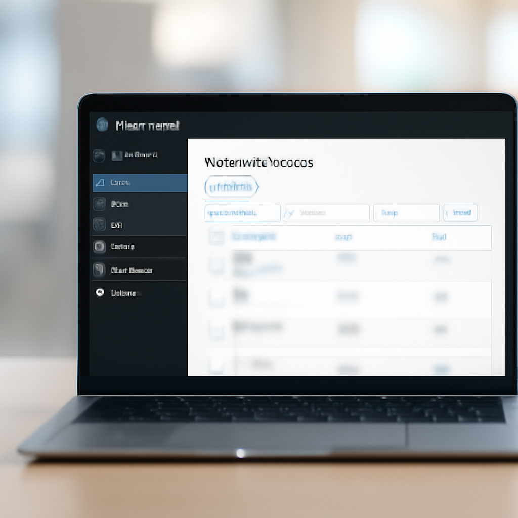 WordPress website backend interface on a laptop with a user management page and a hint of a hidden user account.
