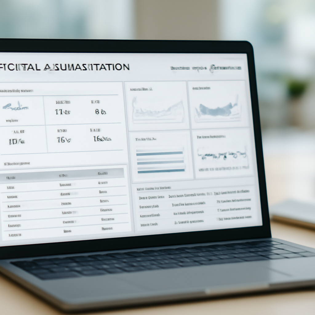 Laptop screen displays web-based system administration tool in bright office setting.