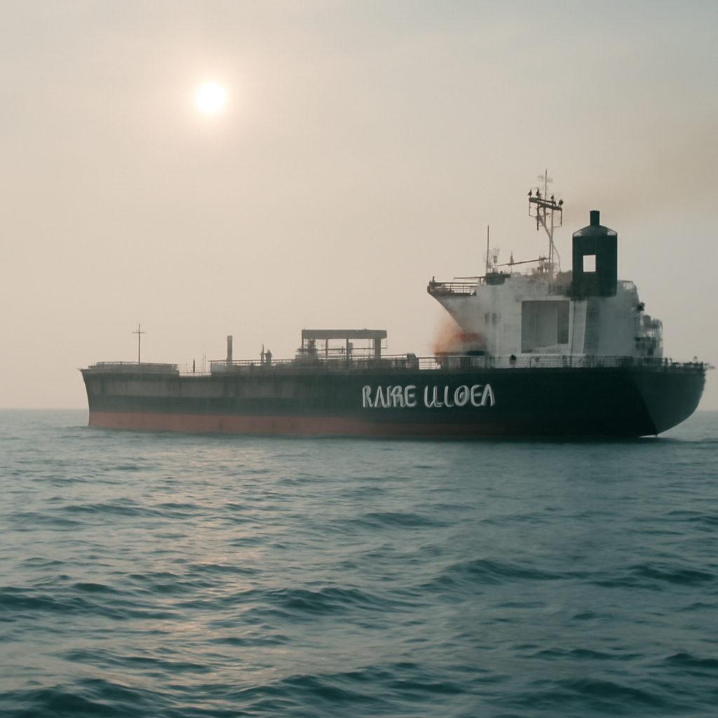 Saudi oil tanker underway in calm northern Red Sea waters.