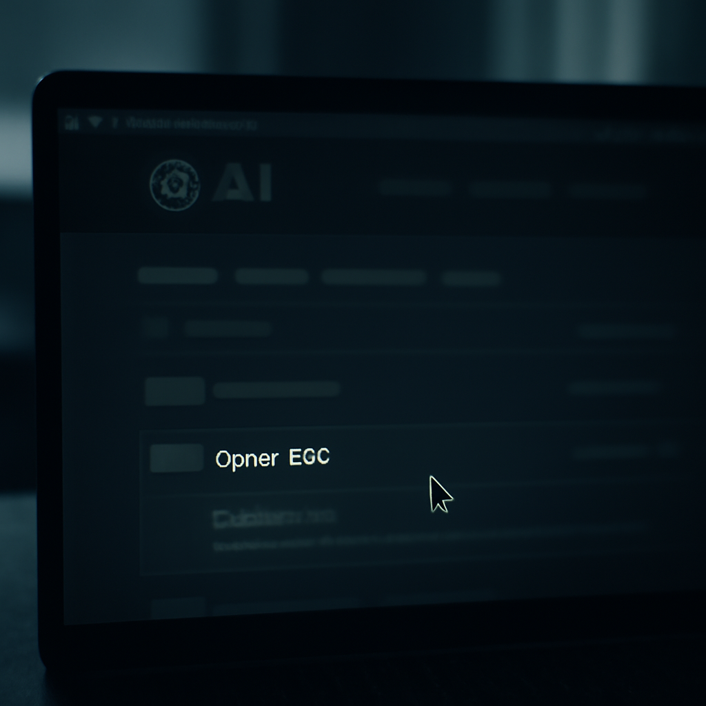 Dimly lit laptop screen shows blurred software repository page with cursor over suspicious package.