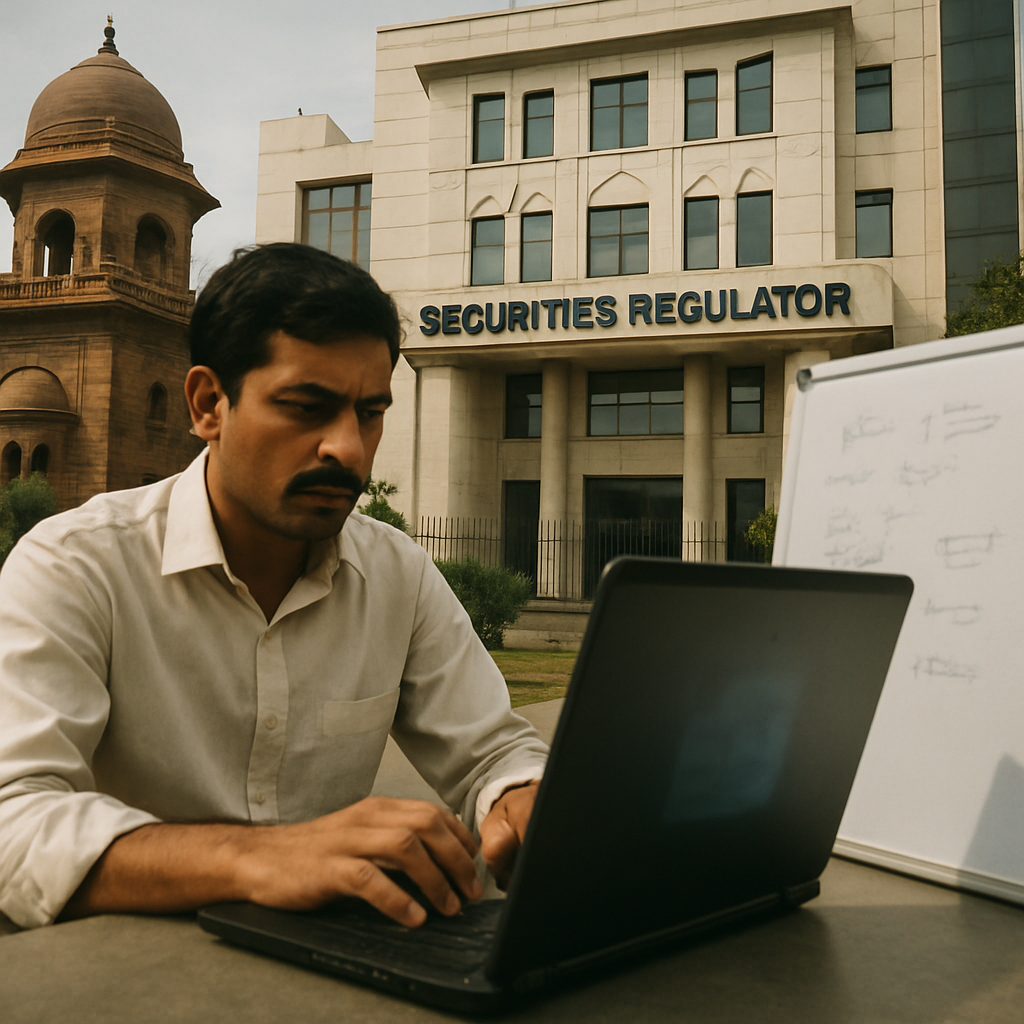 Person working on laptop with concerned expression in Indian office setting.