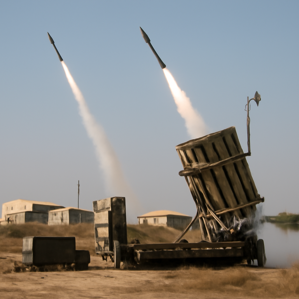 Israeli military personnel monitor Iron Dome defense systems amid Iranian ballistic missile launch.