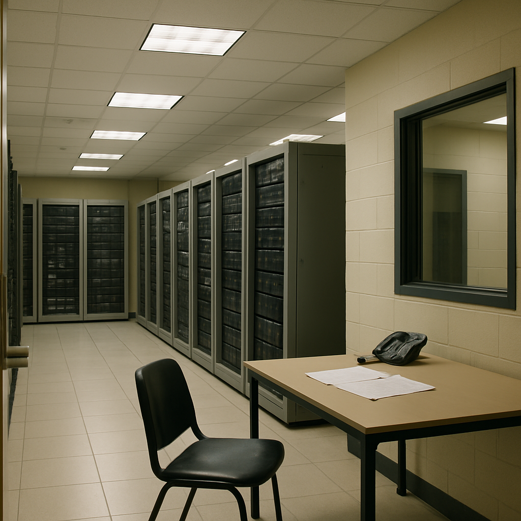 Rows of computer servers and equipment in a calm, professional data center.