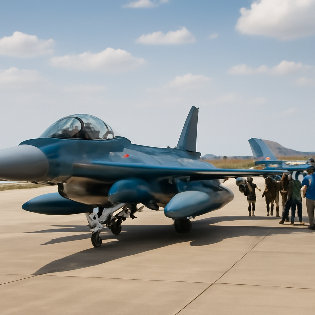 F-2A fighter jets and military personnel from Japan and India at Jodhpur Air Force Station.