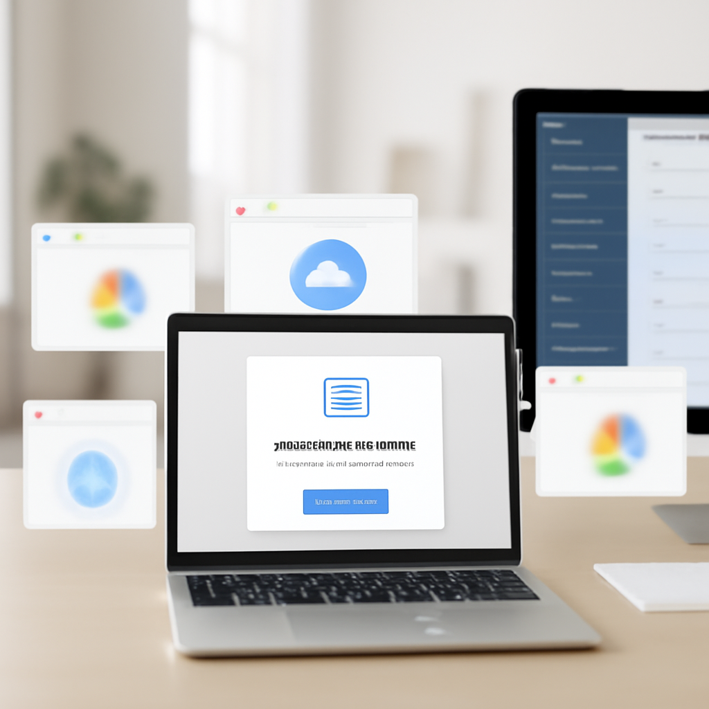 Cloud-based software integration hub with OAuth token authorization prompt on laptop screen.