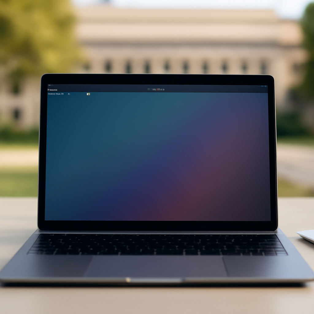 Linux terminal on a laptop in a research setting with code on the screen.