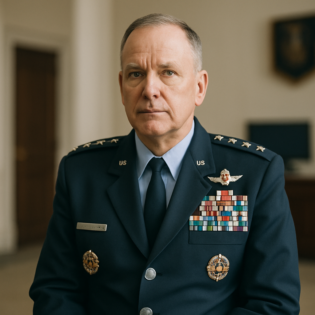 Lt. Gen. Douglas Schiess stands in a formal, well-lit room with a neutral background.