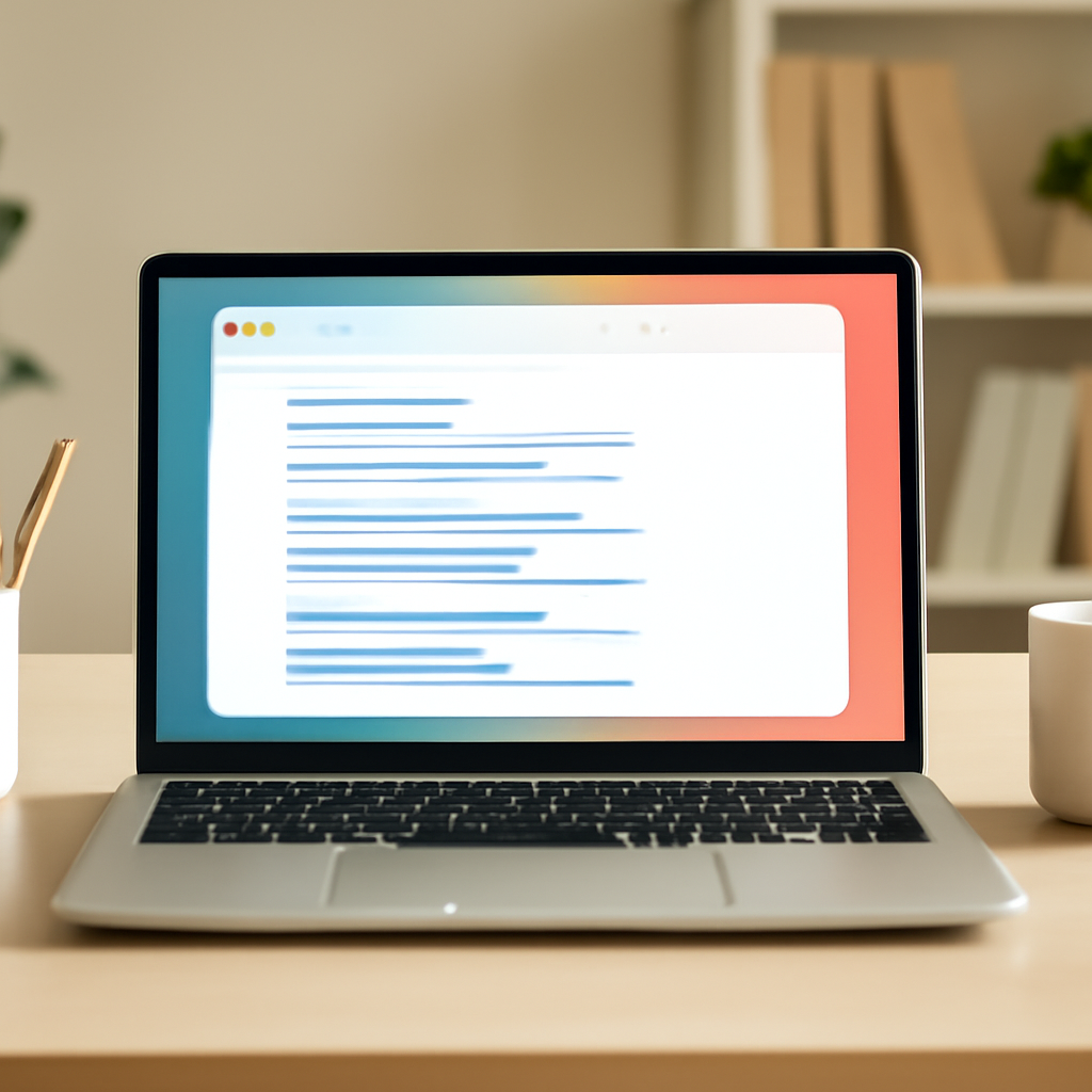 Laptop on a desk with a Chromium browser window open, displaying a search results page.