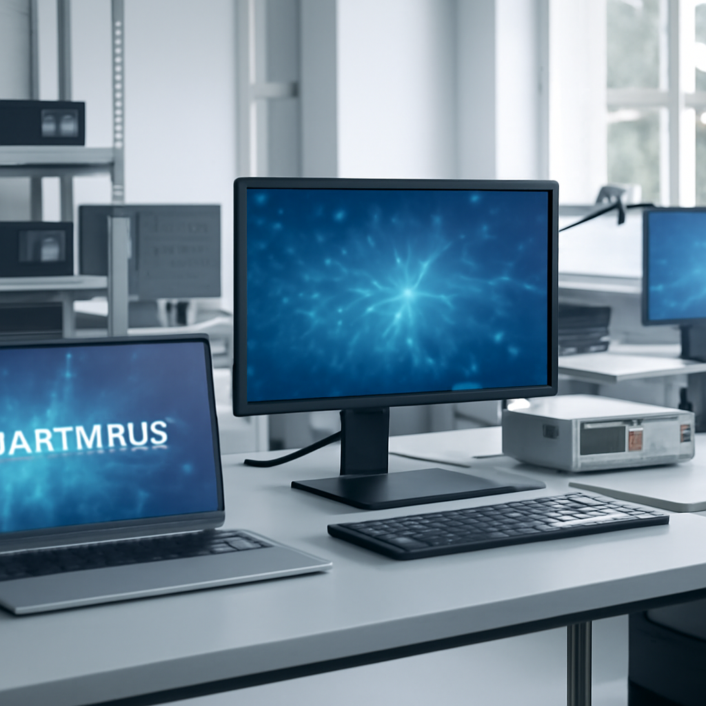 Brightly-lit lab with computer workstations and cybersecurity equipment near a large window with natural daylight pouring in.