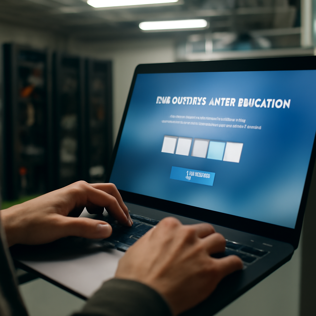 Person struggles to access laptop with multi-factor authentication prompt on screen amidst subtle hints of technical issues.