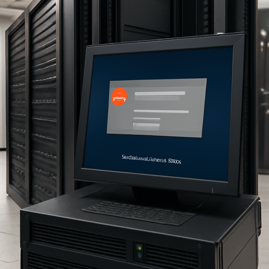 Server screen displays error message in data center setting.