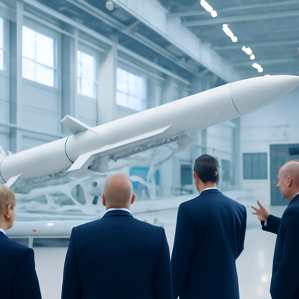 Futuristic national missile defense system facility with sleek, high-tech infrastructure.
