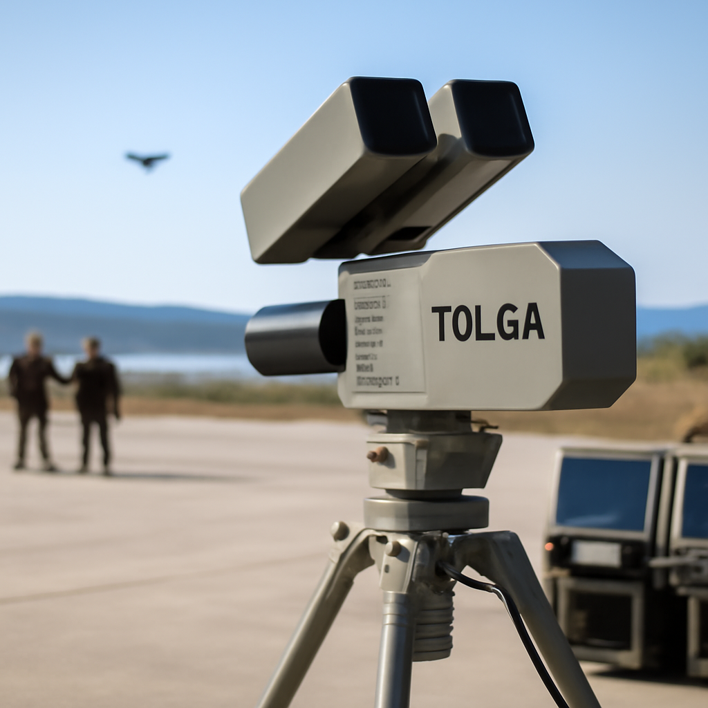 TOLGA counter-drone system in operation at a military testing range.