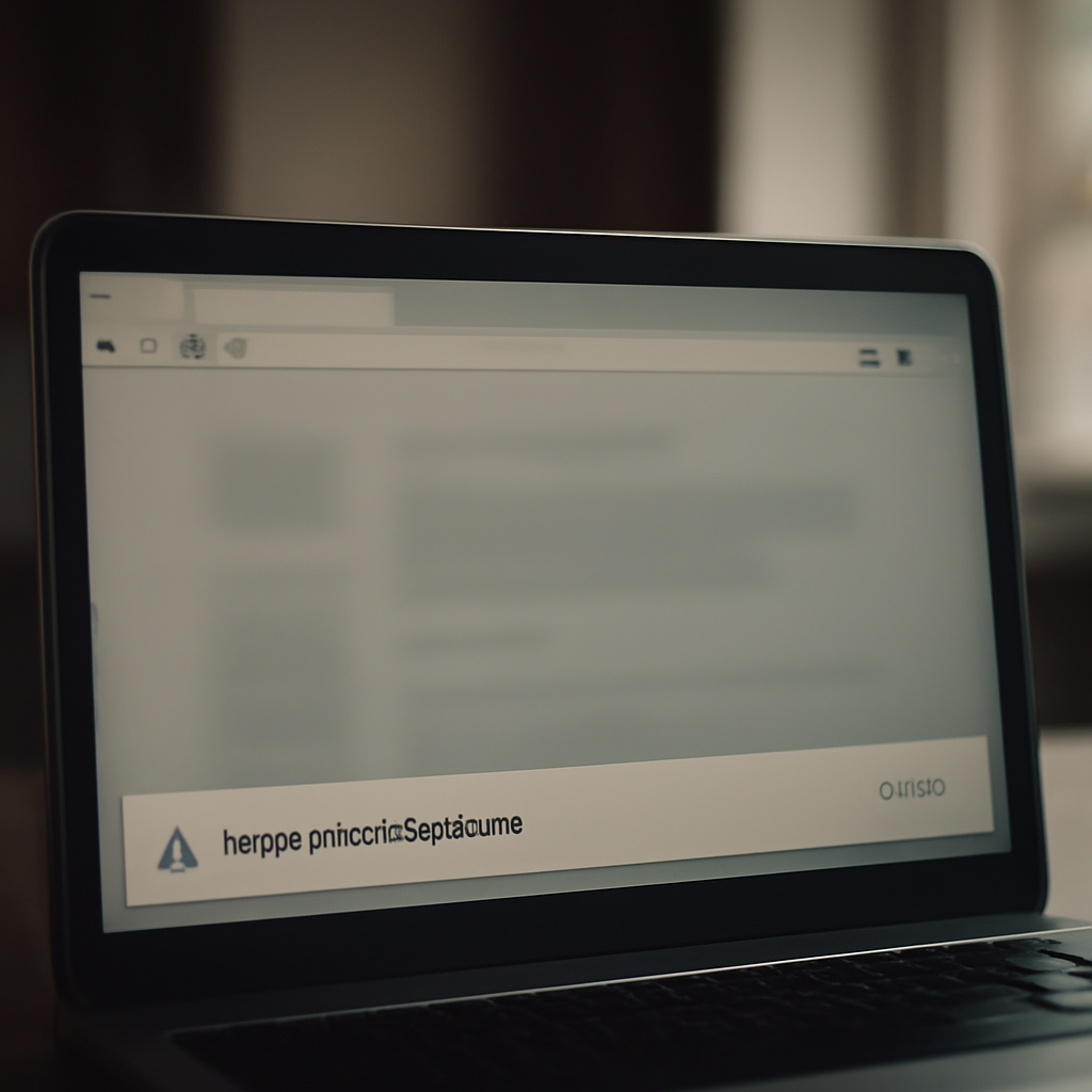 Browser window with muted notification bar on a computer screen in a quiet indoor setting.