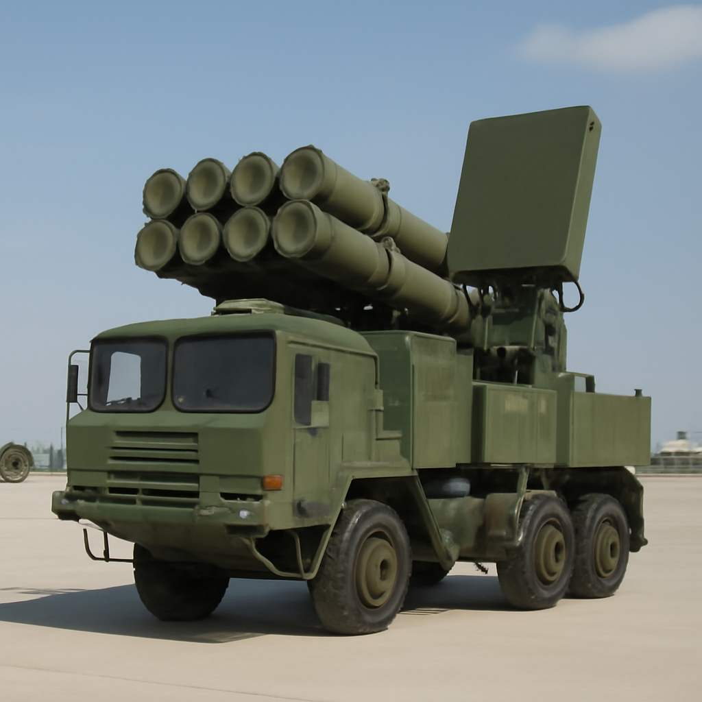 HQ-17AE air defence system on display at a military base.