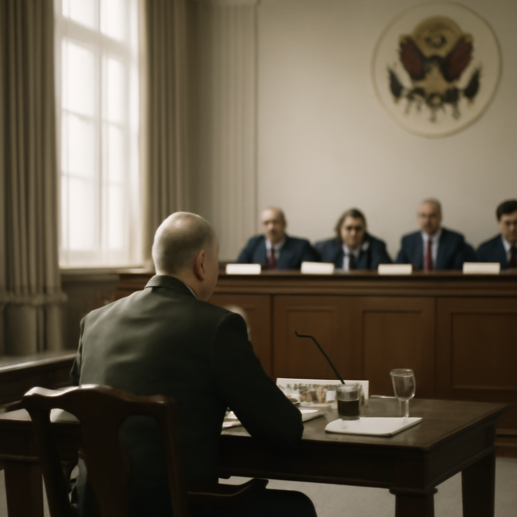 Defense official testifies before Congressional subcommittee in a well-lit hearing room.