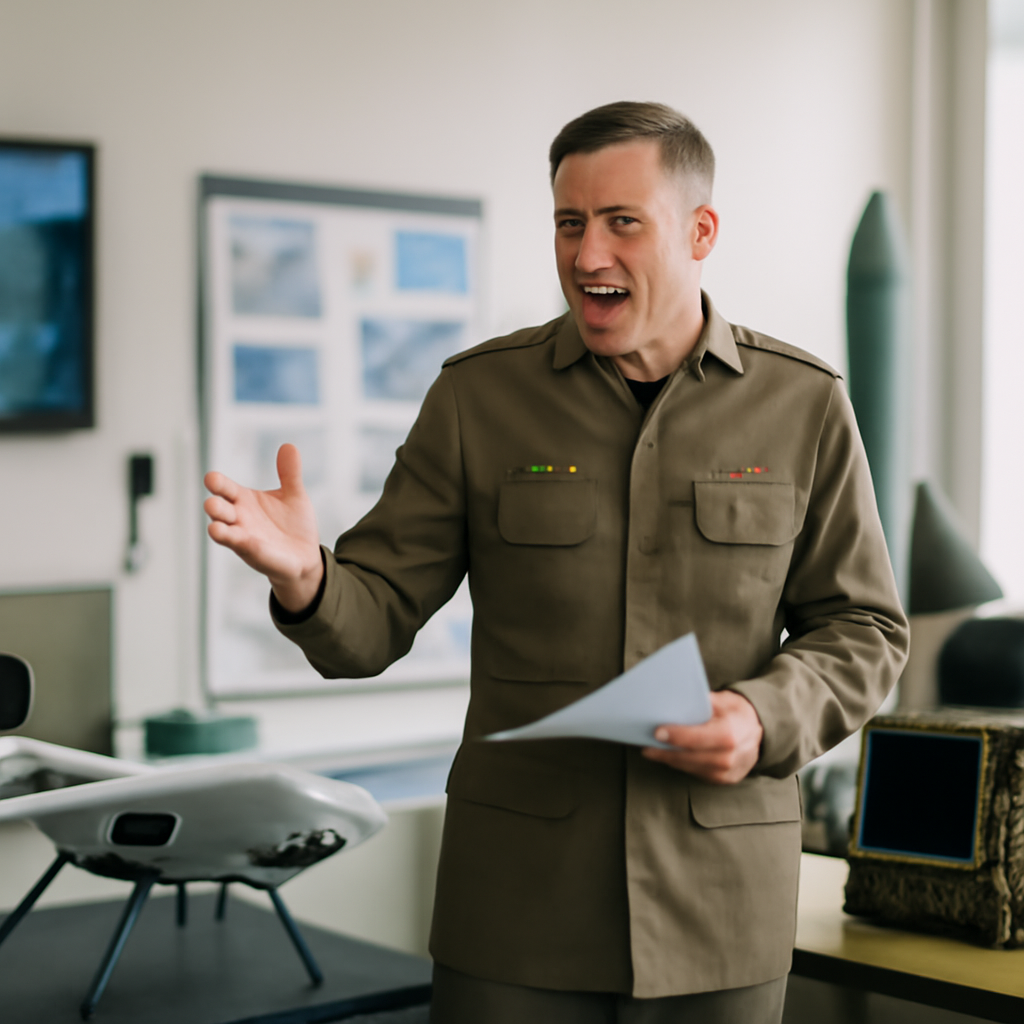 Military briefing room with blurred screens and signs conveys a sense of urgent reform.