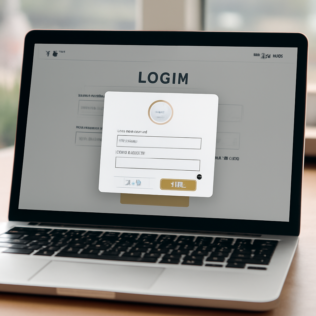Laptop screen displays rogue login prompt with generic logo and username field.