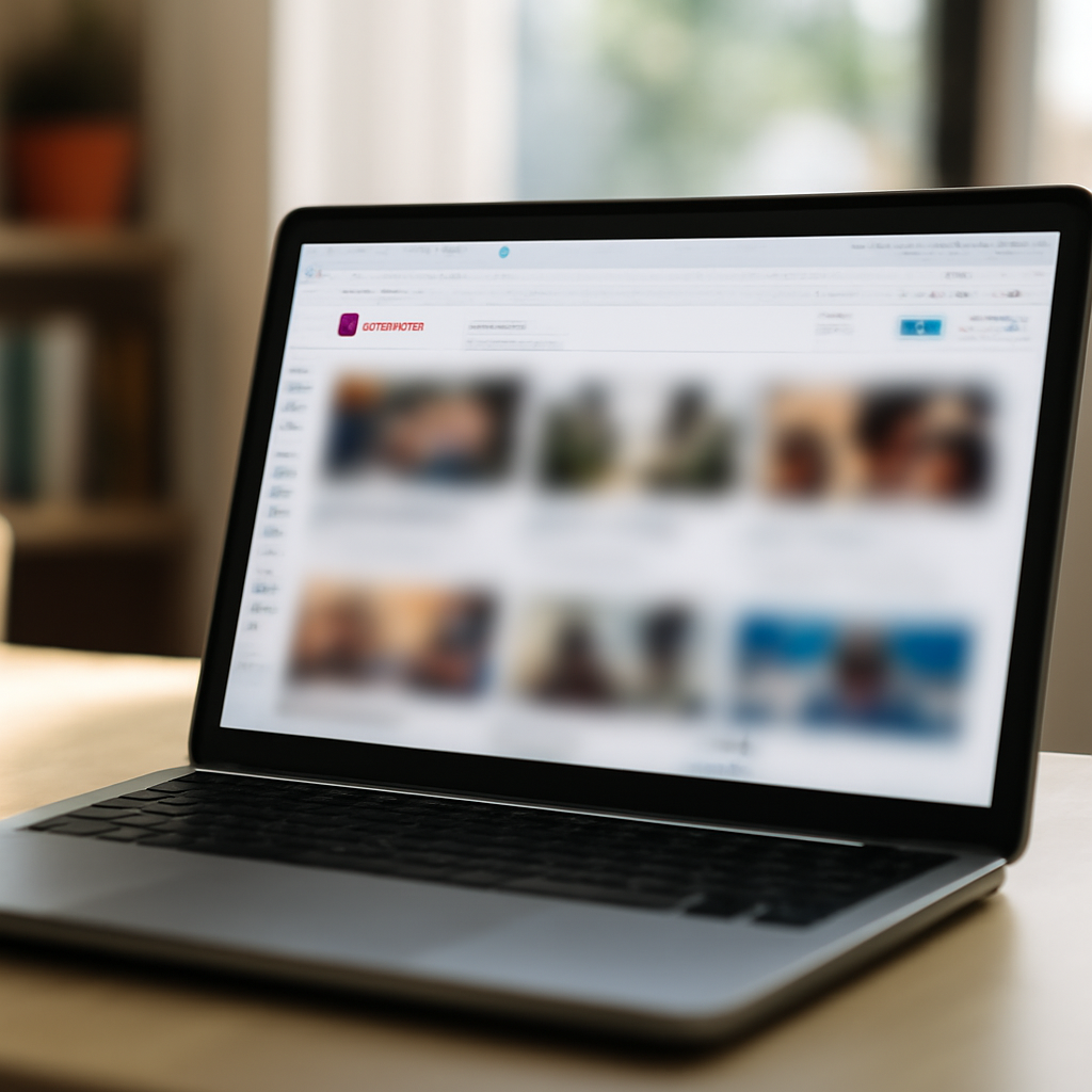 Google Chrome browser window on laptop with YouTube open, surrounded by home office setting.