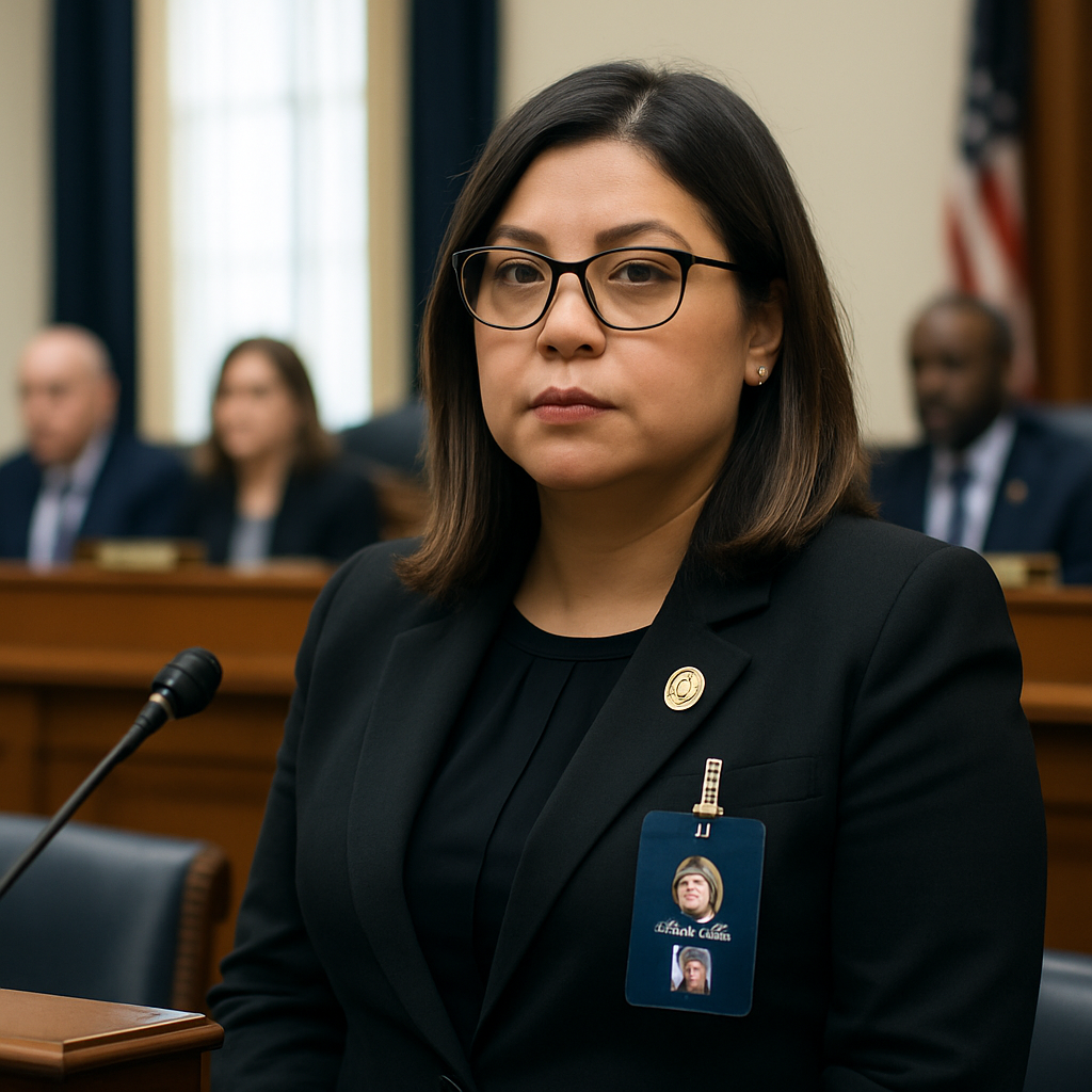 Rep. Delia Ramirez stands near a podium in a formal congressional setting.