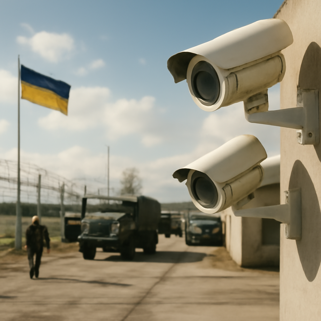 Military logistics area under surveillance by IP cameras in Ukraine.