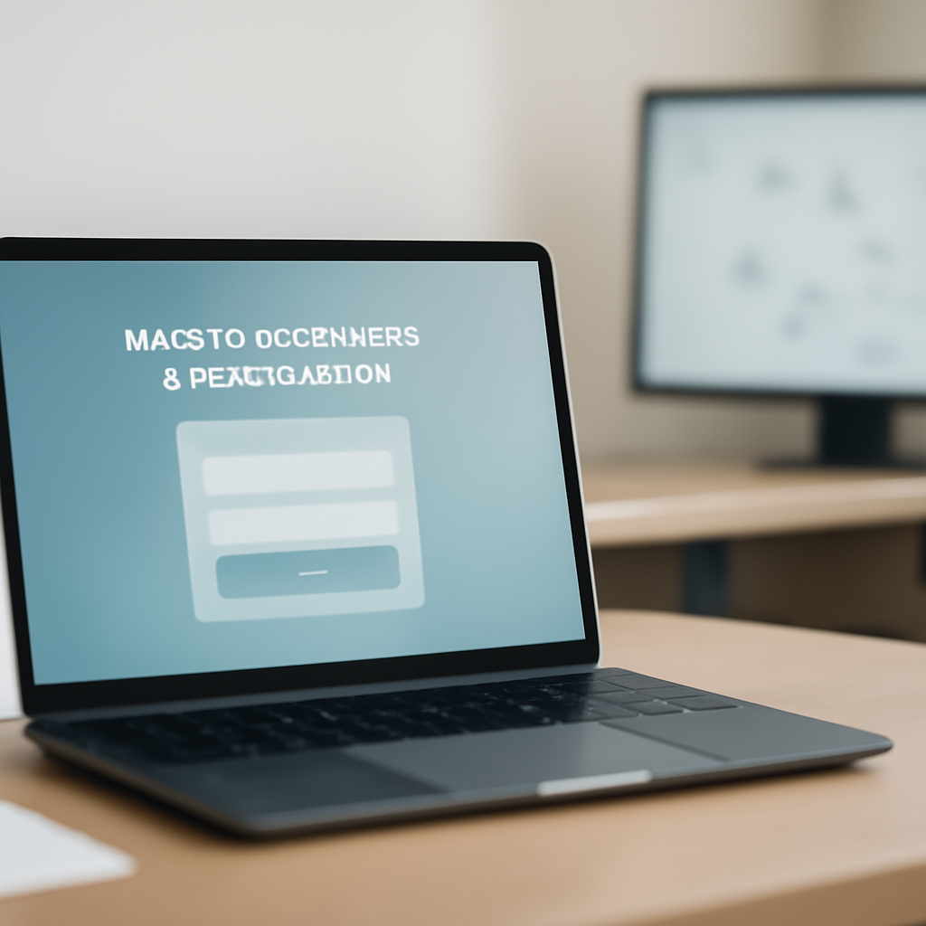 Remote monitoring software interface on a laptop in an office setting.