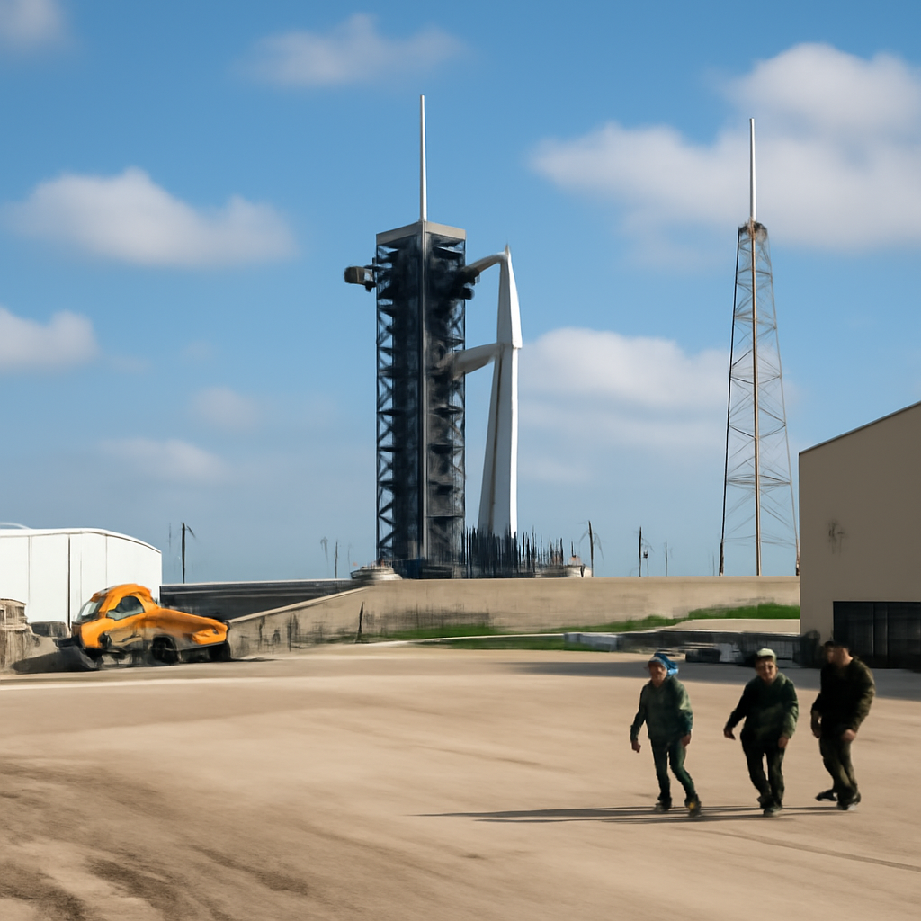 A sprawling launch facility with infrastructure elements, suggesting expansion and operational readiness.