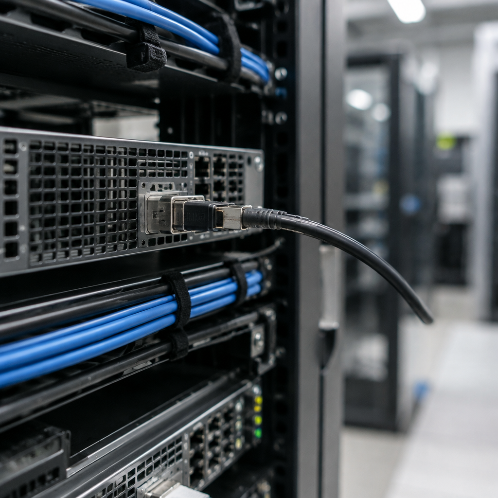 Unix socket on a server with a blurred data center background.